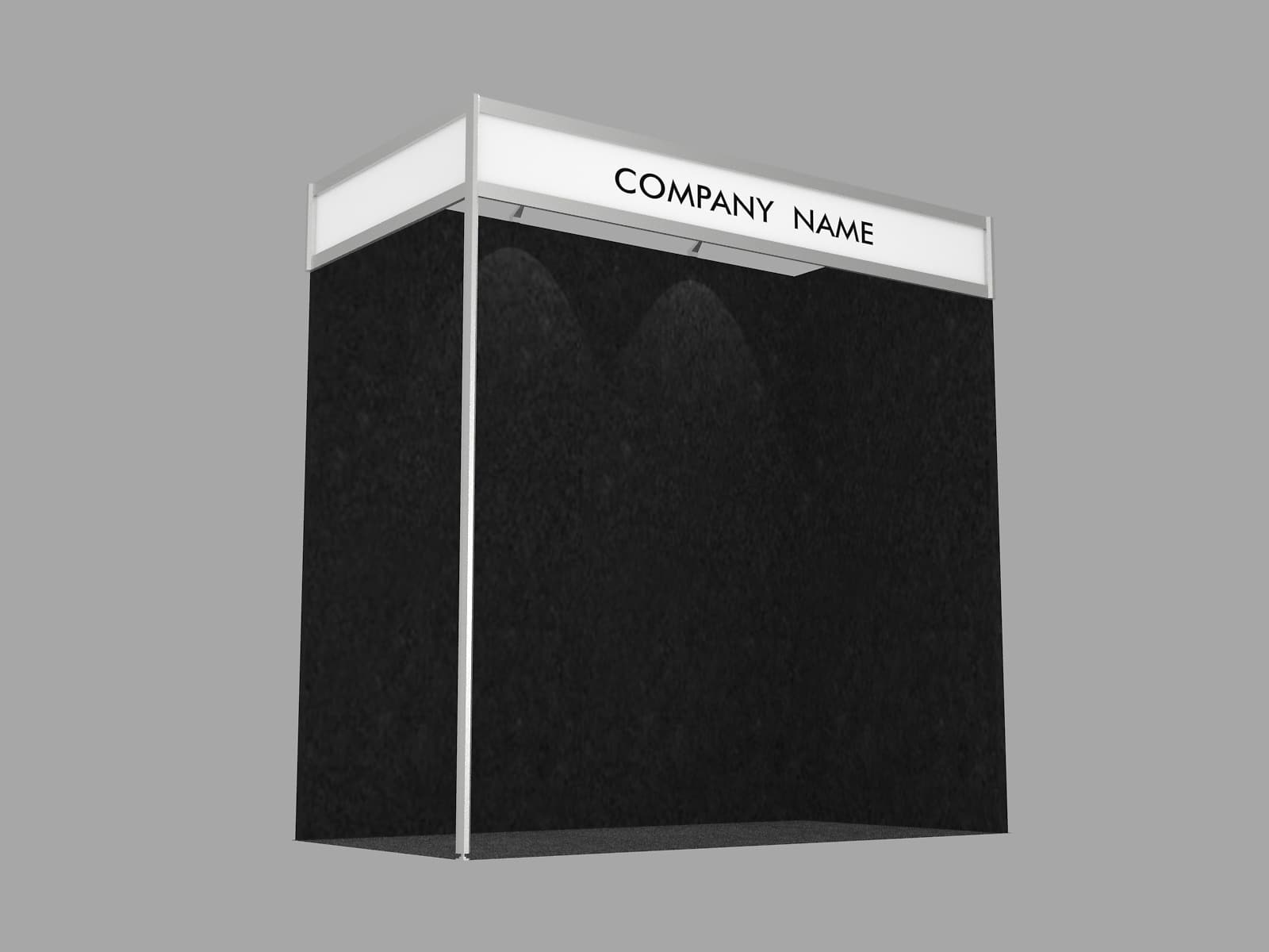 corinthian corner exhibition booth hire with fascia by select exhibitions
