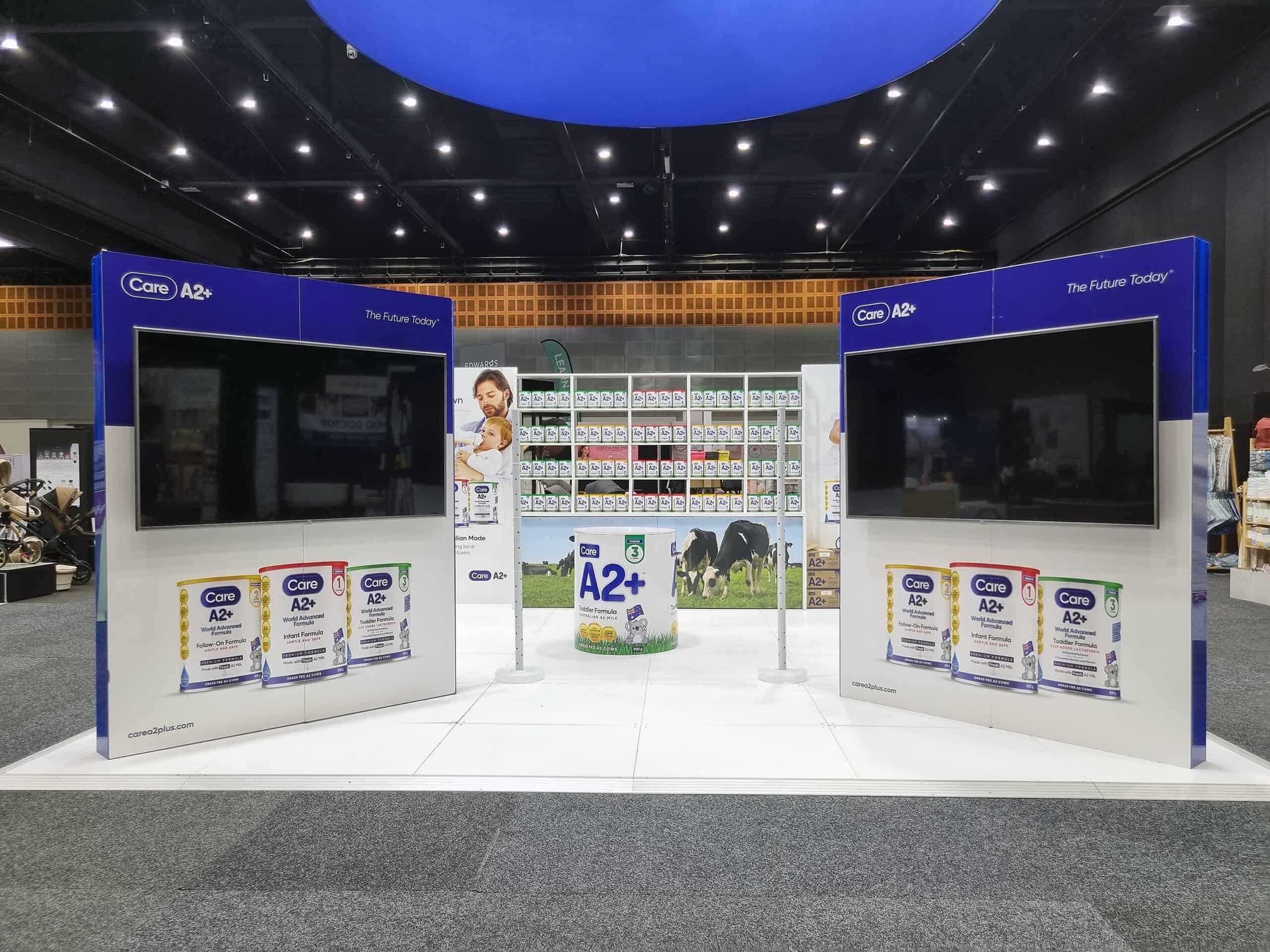 pbc baby expo hire and rental services for exhibitions Sydney a2 milk display