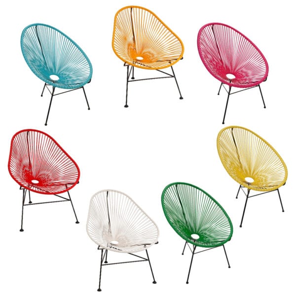 acapulco chair range white blue green yellow orange pink red 690x820x880mm high