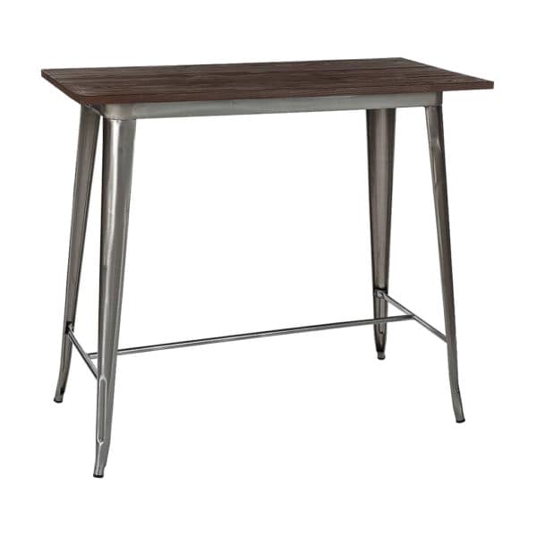 tolix tapas bar table raw steel legs timber top 1200x600x910mm high