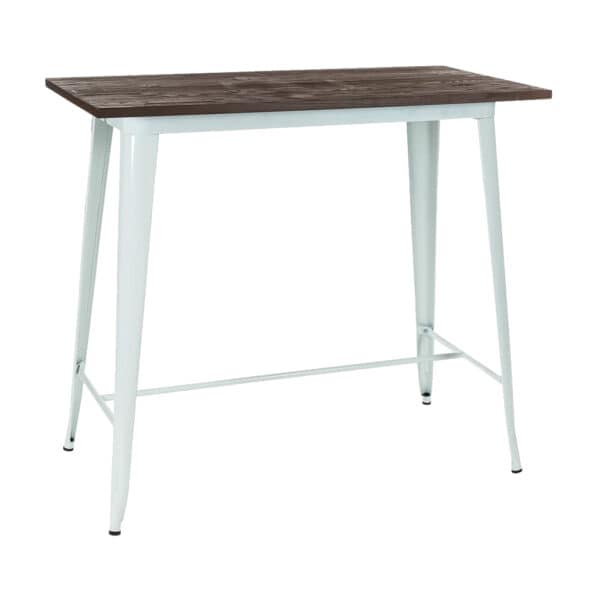 tolix tapas bar table white legs timber top 1200x600x910mm high