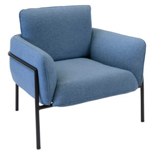 brooklyn single lounge chair hire in blue fabric