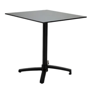 square cafe table hire with black table top