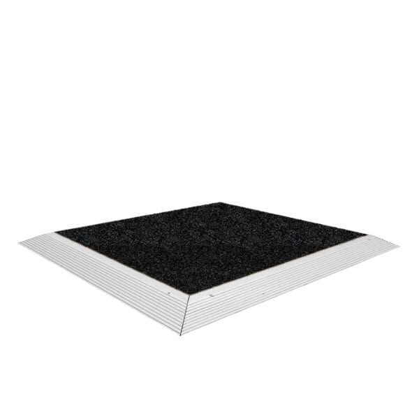 raised exhibition flooring with black carpet tile